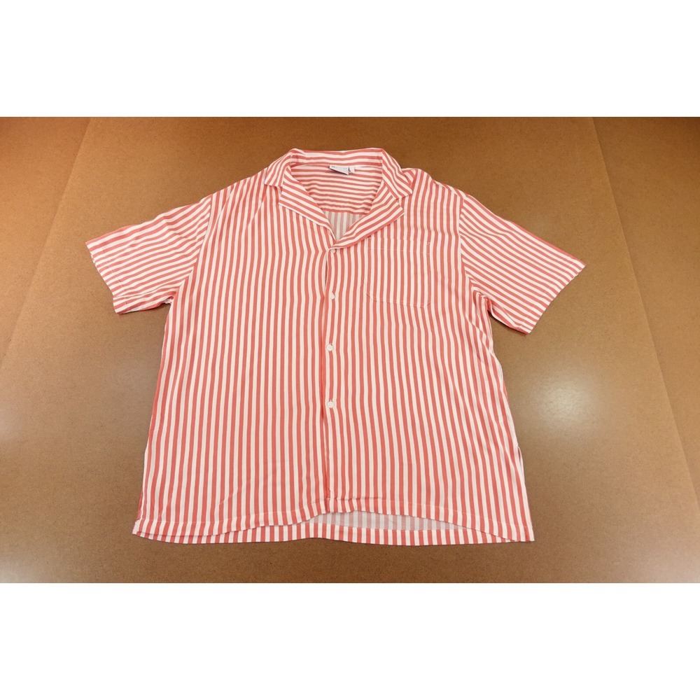 ASOS Design Mens Small Oversized Red Striped Short Sleeve Button Front Shirt